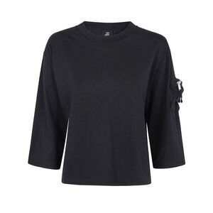 THOM KROM Women's Oversized 3/4 Sleeve T-Shirt with Zip Pocket Detail Women